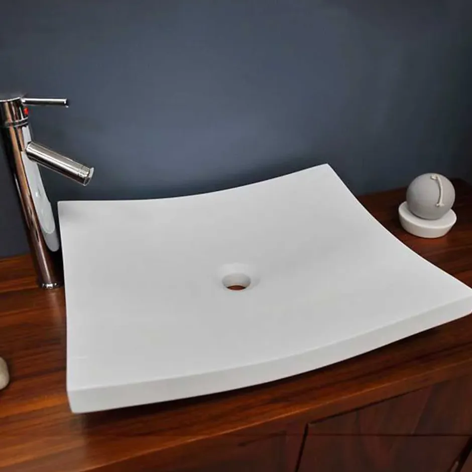 Autres Vasque plate blanche en résine à poser pour salle de bain moderne* Vasque À Poser