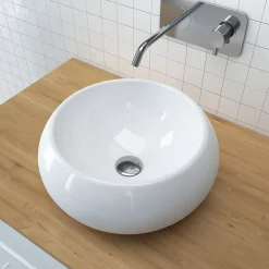 Galedo Vasque ronde à poser en céramique blanche, diamètre 40 x H.15 cm, Bowl