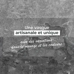 Ocean Line Vasque ronde à poser en marbre gris, Lizéa* Vasque À Poser