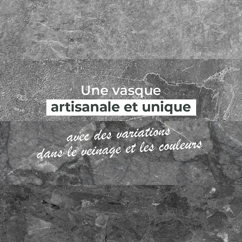 Ocean Line Vasque ronde à poser en marbre gris, Lizéa* Vasque À Poser