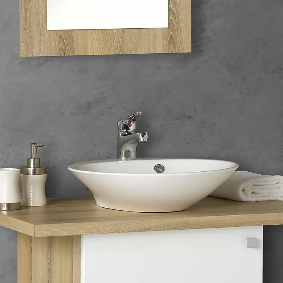 Cuisibane Vasque ronde à poser RESIBOL 45 cm - Blanc* Plan Vasque Lave-Mains