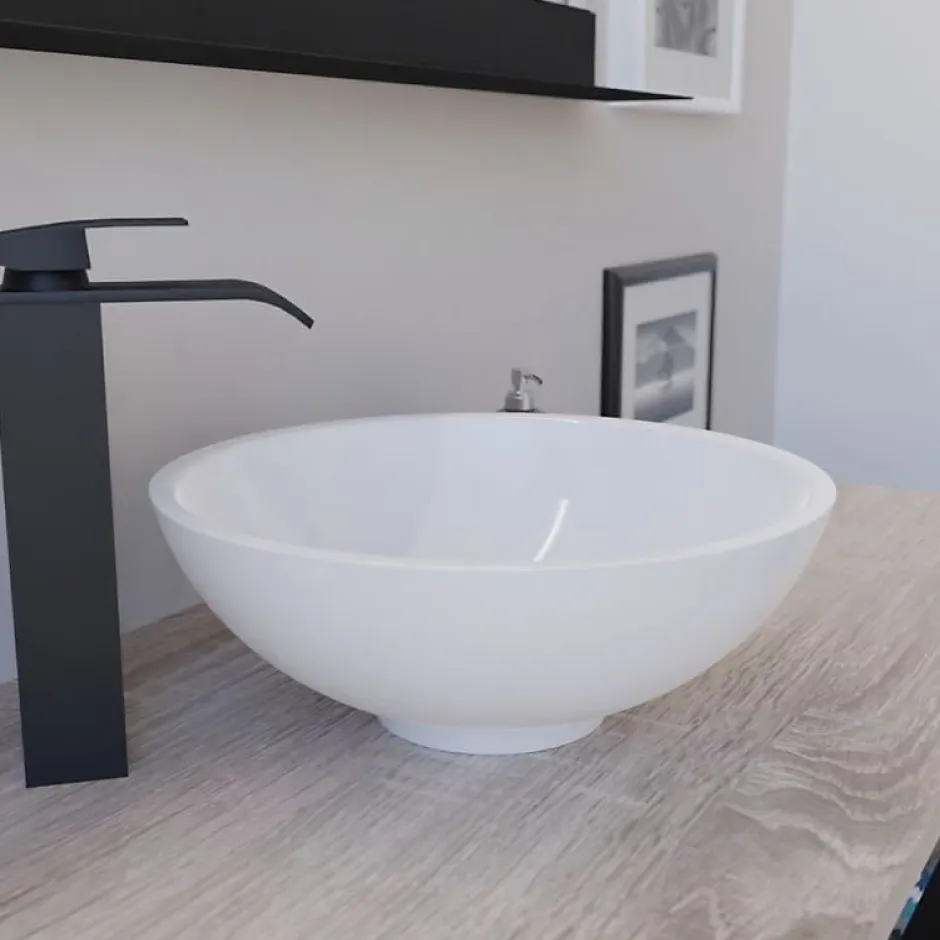 Cuisibane Vasque ronde à poser TREND - Blanc brillant* Plan Vasque Lave-Mains