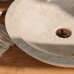 Wanda Collection Vasque ronde Barcelone en marbre à poser colori crème - diamètre 45 cm* Vasque À Poser