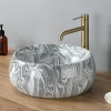 Dileci Vasque ronde creuse effet gris zébré (diamètre 40 cm) -