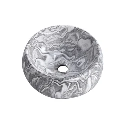 Dileci Vasque ronde creuse effet gris zébré (diamètre 40 cm) -