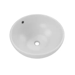 Aurlane Vasque ronde en céramique blanche à poser - Diamètre 42cm - Hauteur 18cm - PARABOLA