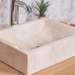 Wanda Collection Vasque salle de bain à poser Alexandrie rectangle 30cm x 40cm crème