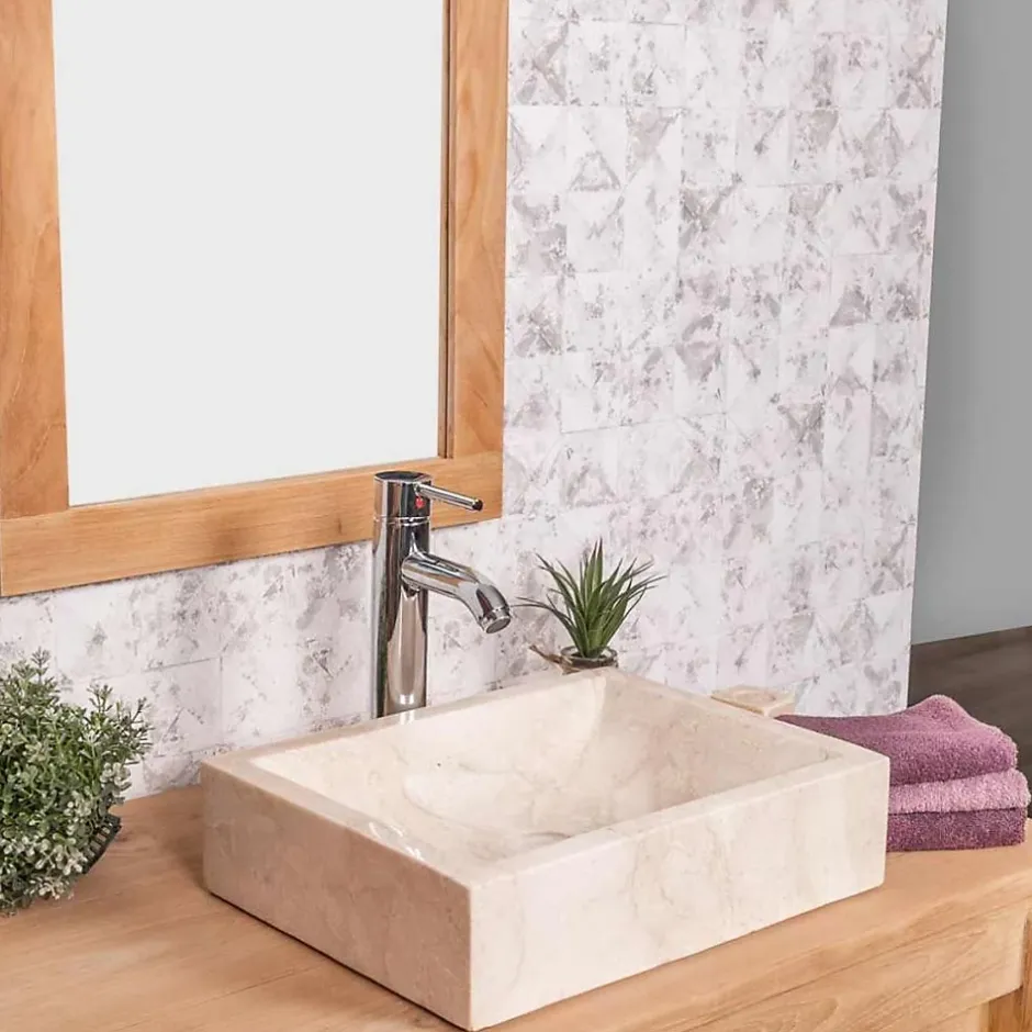 Wanda Collection Vasque salle de bain à poser Alexandrie rectangle 30cm x 40cm crème