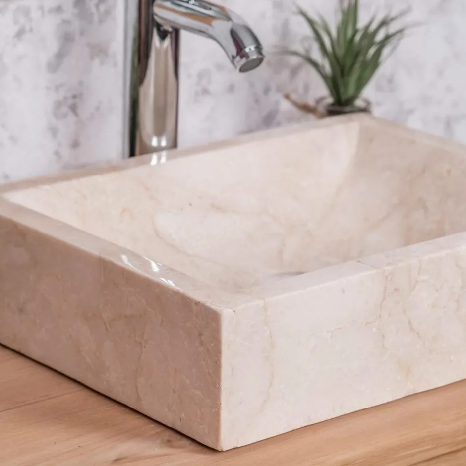 Wanda Collection Vasque salle de bain à poser Alexandrie rectangle 30cm x 40cm crème