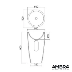 Ambra Vasque salle de bain colonne sur pied,en Solid surface 50 cm - Kezia* Lavabo