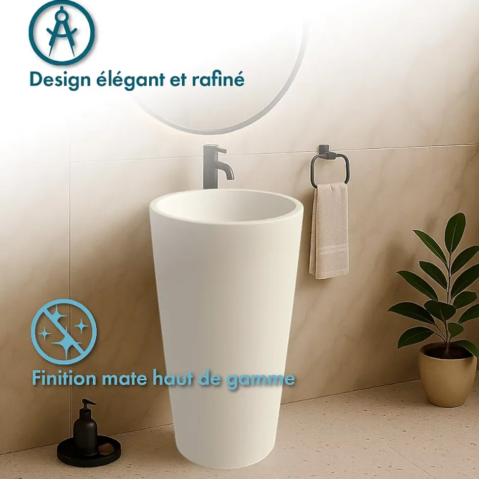 Ambra Vasque salle de bain colonne sur pied,en Solid surface 50 cm - Kezia* Lavabo