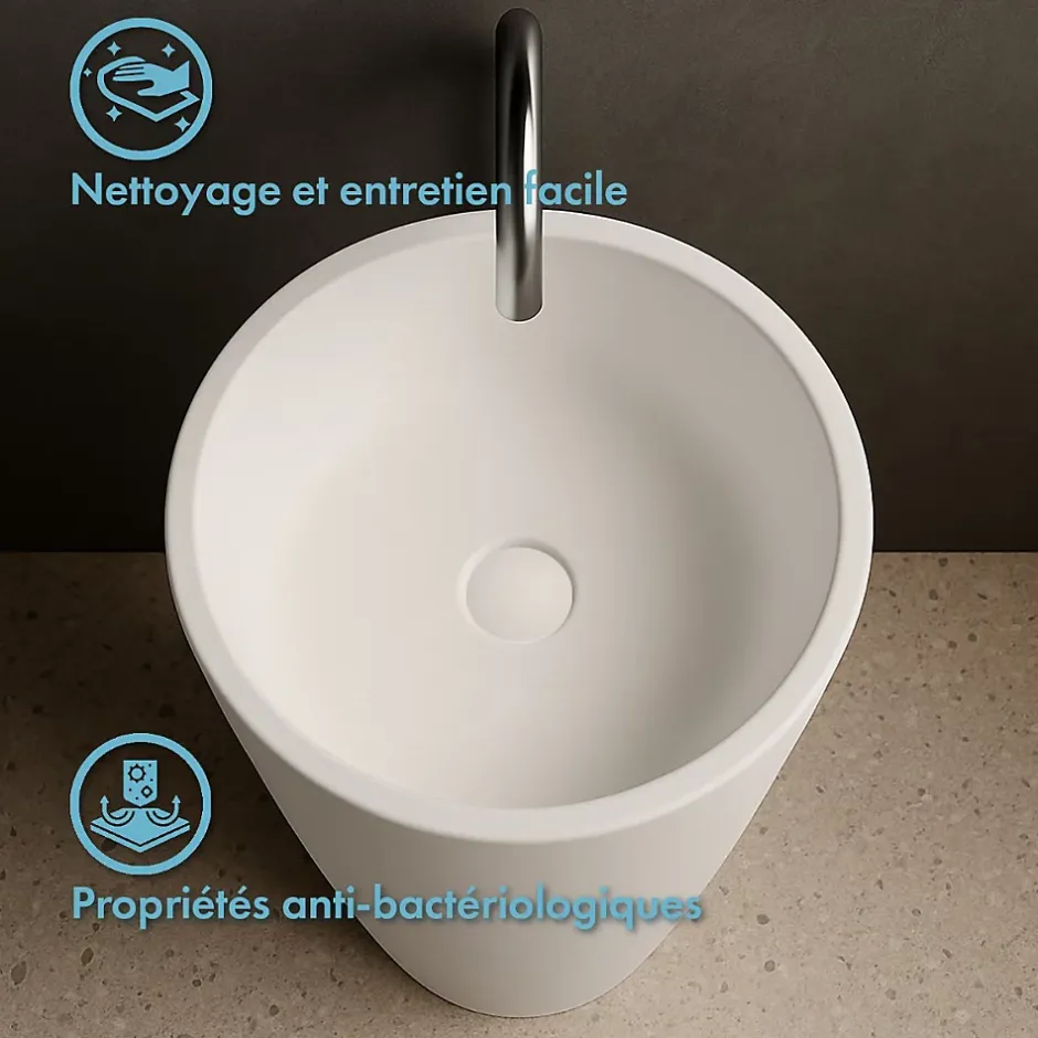 Ambra Vasque salle de bain colonne sur pied,en Solid surface 50 cm - Kezia* Lavabo