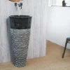 Wanda Collection Vasque salle de bain sur pied en pierre Florence noir* Lavabo