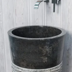 Wanda Collection Vasque salle de bain sur pied en pierre Florence noir* Lavabo