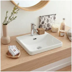 Mob-In Vasque semi encastrée carrée en céramique blanche 37cm* Vasque À Encastrer