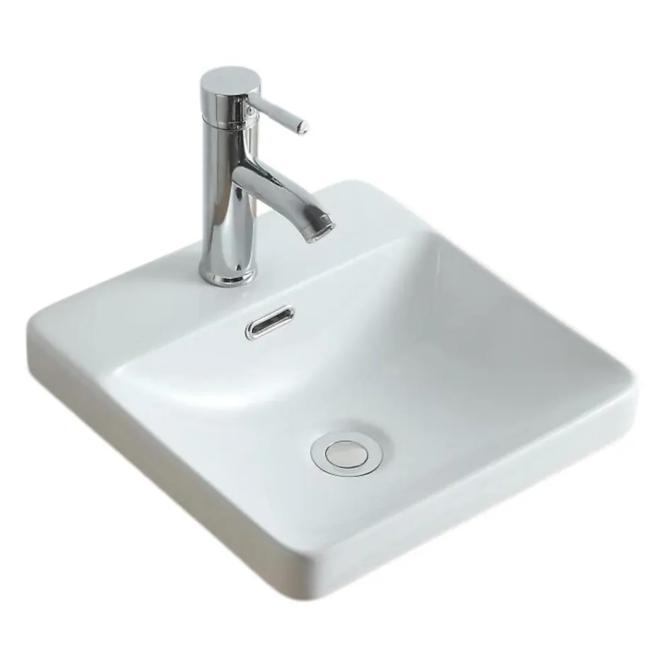 Mob-In Vasque semi encastrée carrée en céramique blanche 37cm* Vasque À Encastrer