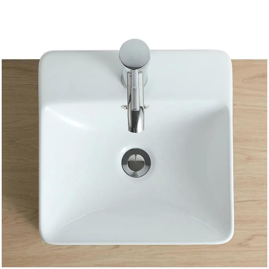 Mob-In Vasque semi encastrée carrée en céramique blanche 37cm* Vasque À Encastrer