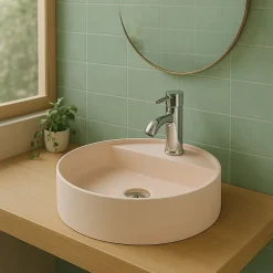 Ambra Vasque Semi-Encastrée - 42,5 cm - en Solid surface - Beige Rosé - Aurélie* Vasque À Encastrer