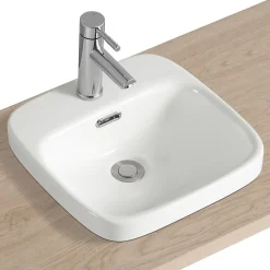 Homesight Vasque semi-encastrée carrée céramique blanc Carla