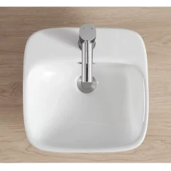 Homesight Vasque semi-encastrée carrée céramique blanc Carla