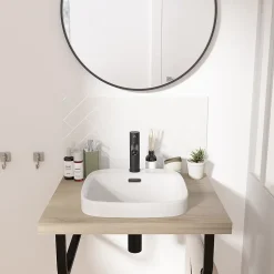Homesight Vasque semi-encastrée carrée céramique blanc Carla