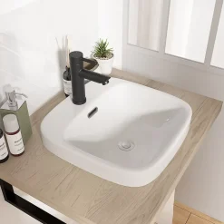 Homesight Vasque semi-encastrée carrée céramique blanc Carla