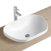 Homesight Vasque semi-encastrée galet céramique blanc Ola