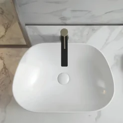 Homesight Vasque semi-encastrée galet céramique blanc Ola