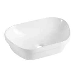 Homesight Vasque semi-encastrée galet céramique blanc Ola