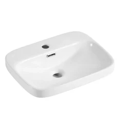 Homesight Vasque semi-encastrée rectangulaire céramique blanc Carla* Vasque À Encastrer