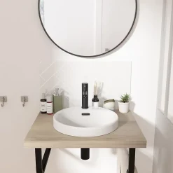 Homesight Vasque semi-encastrée ronde céramique blanc Carla* Vasque À Encastrer