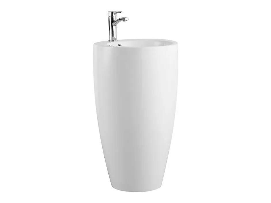 Vente-unique Vasque sur pied cylindrique blanche - D50 x H83 cm - MILOS II* Lavabo
