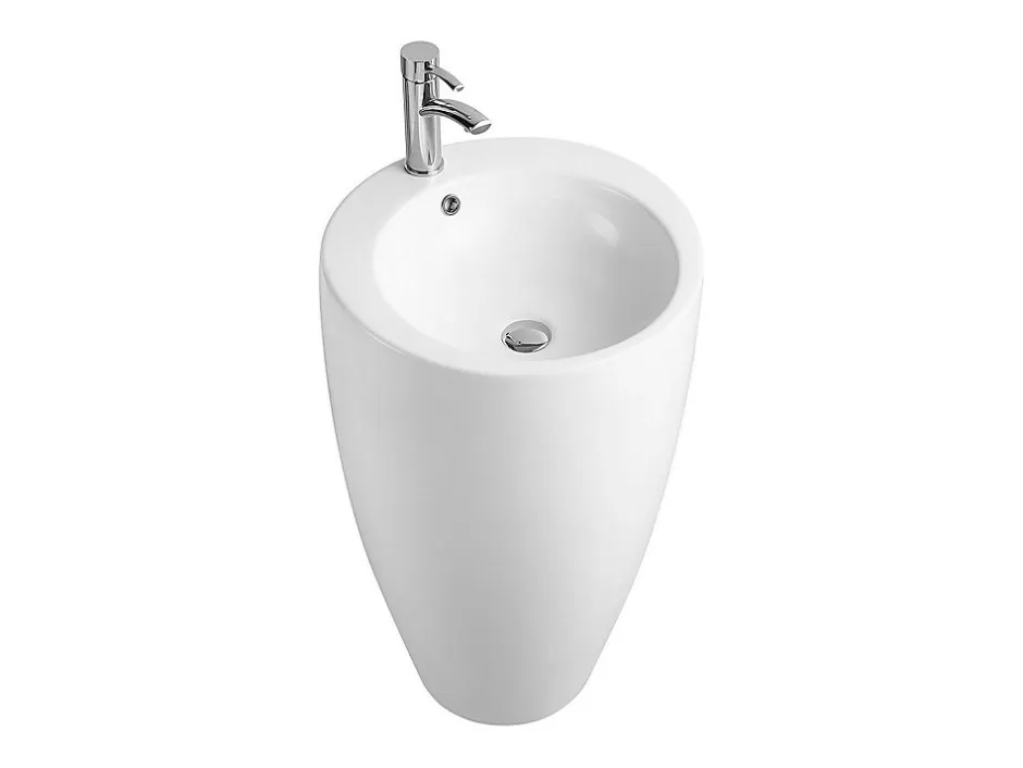 Vente-unique Vasque sur pied cylindrique blanche - D50 x H83 cm - MILOS II* Lavabo