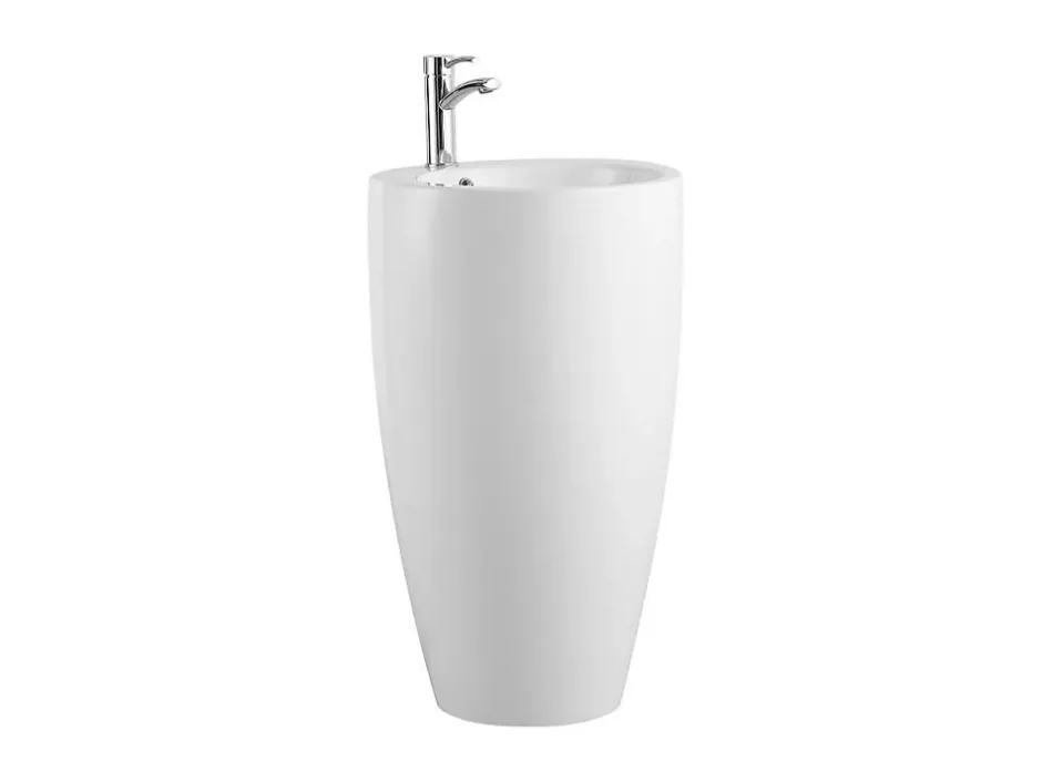 Vente-unique Vasque sur pied cylindrique blanche - D50 x H83 cm - MILOS II* Lavabo
