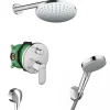 Hansgrohe Vernis Blend Set de douche tout en 1 avec Douche de tête 205mm + Douchette 2 jets, Chrome (VernisBlend-1)* Colonne De Douche Encastrable