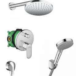 Hansgrohe Vernis Blend Set de douche tout en 1 avec Douche de tête 205mm + Douchette 2 jets, Chrome (VernisBlend-1)* Colonne De Douche Encastrable