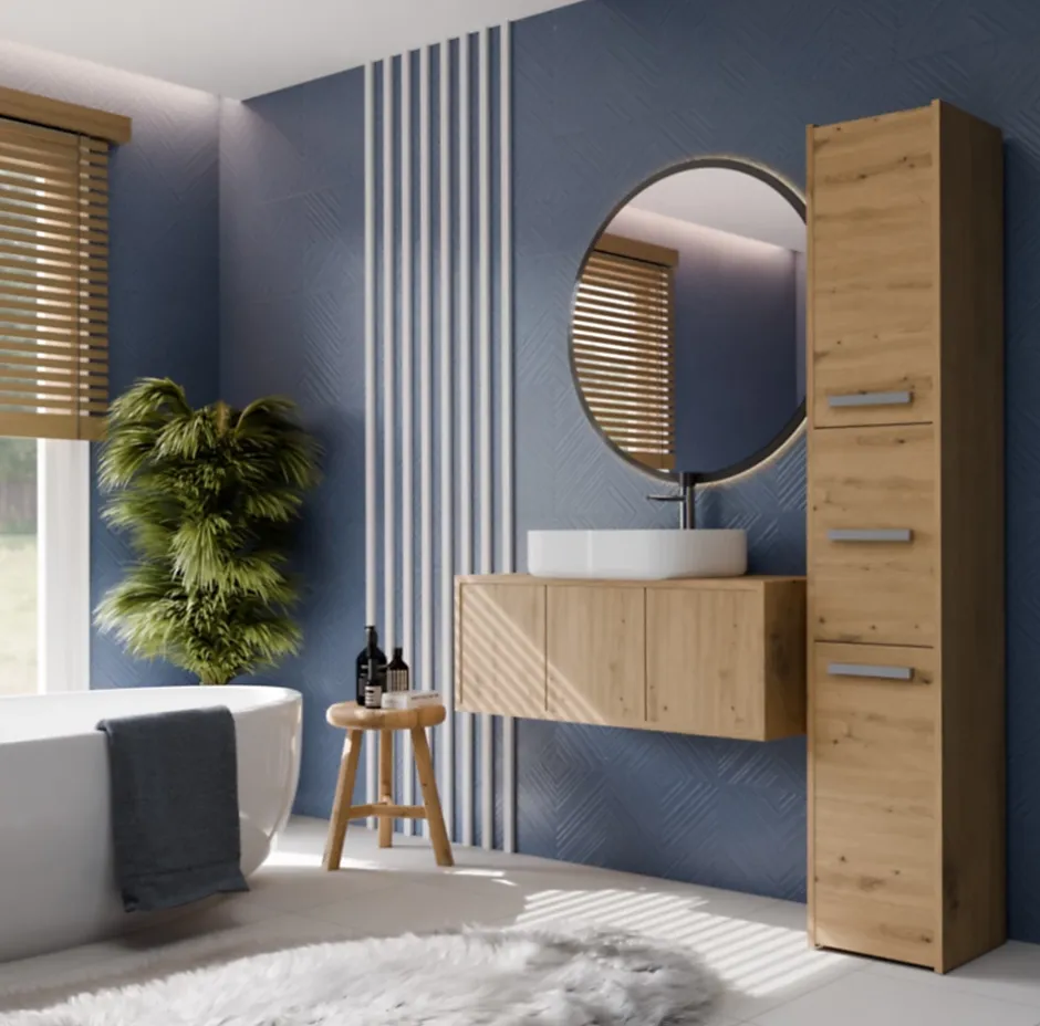 Topeshop VERONA - Armoire Colonne de salle de bain - 170x30x30 - Meuble rangement salle de bain