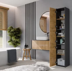 Topeshop VERONA - Armoire de salle de bains - 170x30x30 cm - Meuble colonne de rangement SDB