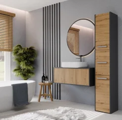 Topeshop VERONA - Armoire de salle de bains - 170x30x30 cm - Meuble colonne de rangement SDB