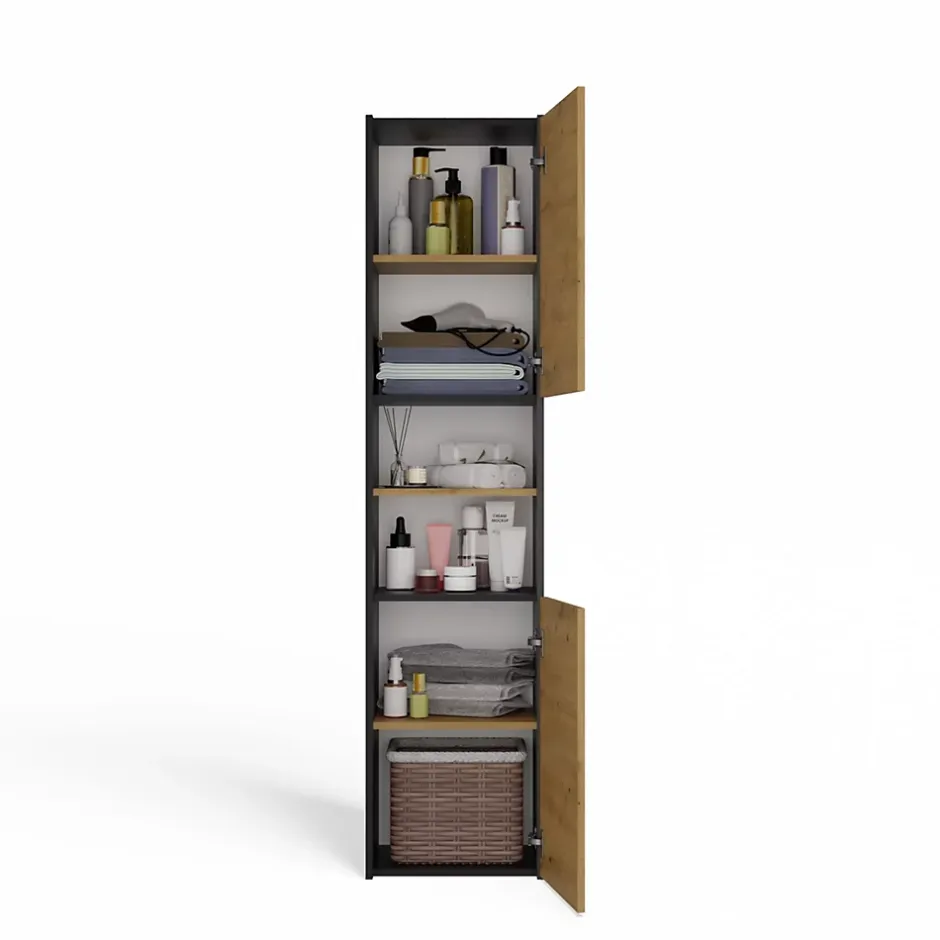 Topeshop VERONA - Armoire de salle de bains - 170x40x30 cm - Meuble colonne de rangement SDB