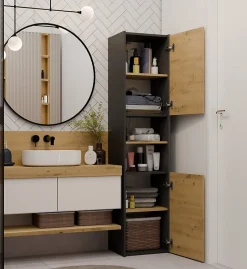 Topeshop VERONA - Armoire de salle de bains - 170x40x30 cm - Meuble colonne de rangement SDB