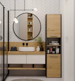 Topeshop VERONA - Armoire de salle de bains - 170x40x30 cm - Meuble colonne de rangement SDB