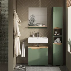 Vicco Vert/Artisan 30x180cm avec portes et compartiments ouverts