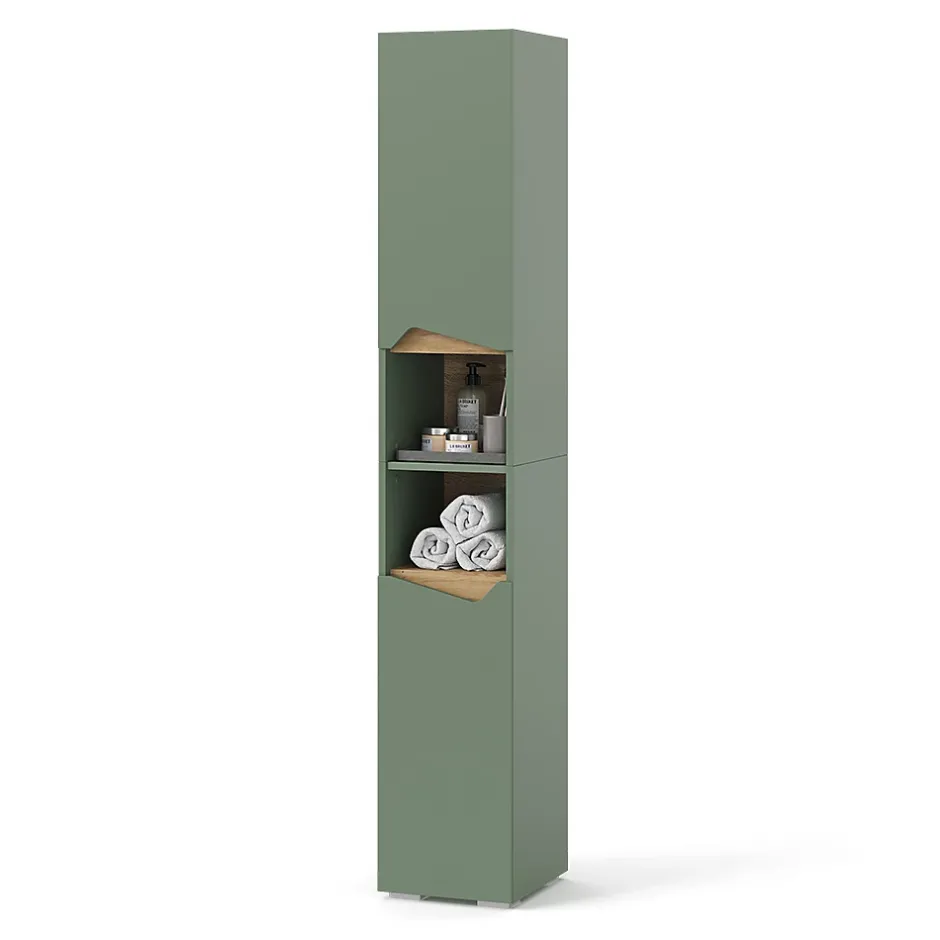 Vicco Vert/Artisan 30x180cm avec portes et compartiments ouverts