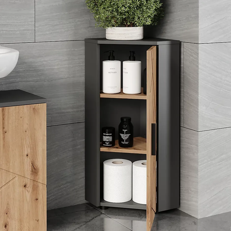 Vicco Armoire dangle Anthracite/Artisan 33x81cm avec 3 étagères