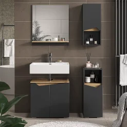 Vicco Armoire de Anthracite 30x67cm avec porte et compartiment ouvert