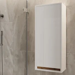 Vicco Armoire de Blanc brillant/Chêne doré 81.6x35cm avec porte* Armoire De Salle De Bains