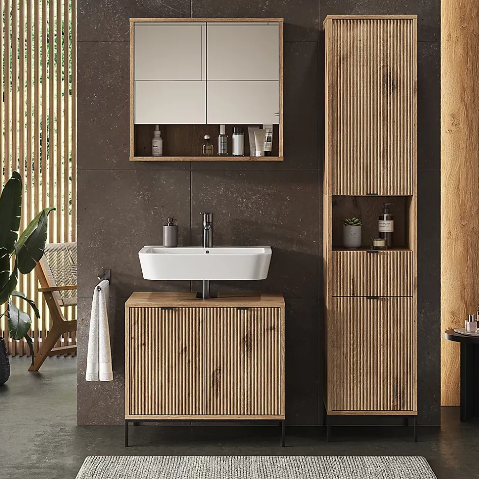 Vicco Armoire de salle de bain Chêne Viking 40x190cm avec porte et tiroir* Colonne De Salle De Bains
