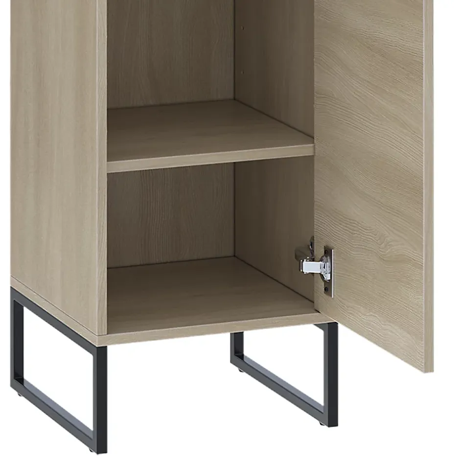 Vicco Armoire de salle de bain Chêne/noir 36x185cm avec 2 portes