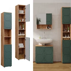 Vicco Armoire de salle de bain Vert/force de lor Chêne 30x192cm